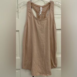 Lululemon Tank Top Pleated Tan & White Stripe 6